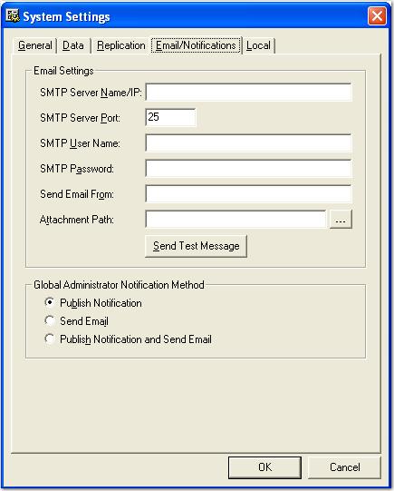 Chapter 2 Global Administration System Settings - Email/Notifications These settings allow you to configure email settings and how notifications are relayed to the global administrator.