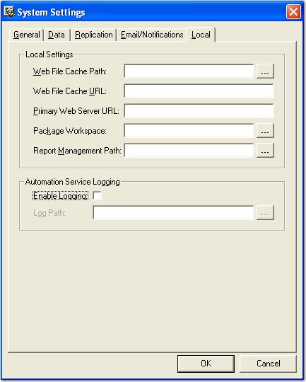 Chapter 2 Global Administration System Settings - Local Local settings are specific to the local machine on which they are configured.