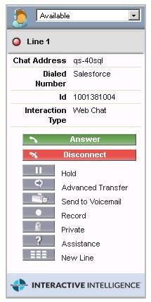 Web Chat interactions The integration manages and provides screen pops for web chat interactions.