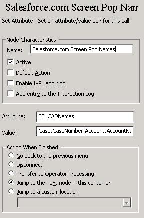 Set SF_CADNames The CAD names are names of the entity/fields within Salesforce that you want to display.