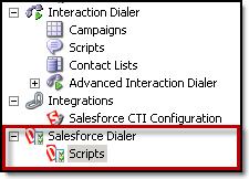 Chapter 7: Configure Dialer campaigns for Soft Phone clients This chapter explains how to use the Salesforce Dialer Scripts container to configure base scripts that are used with the IC Integration