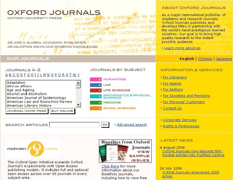 searching oxford journals Visitors to Oxford Journals at www.oxfordjournals.