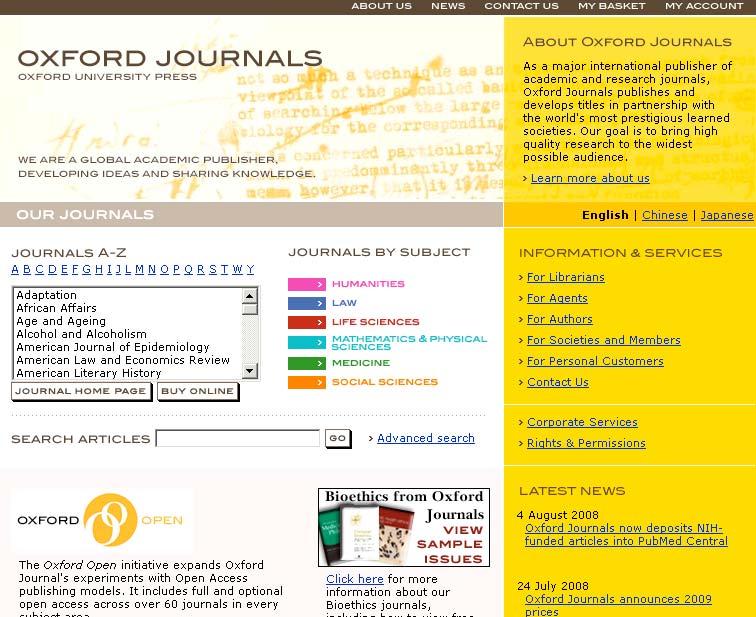 searching oxford journals To run a quick search across the