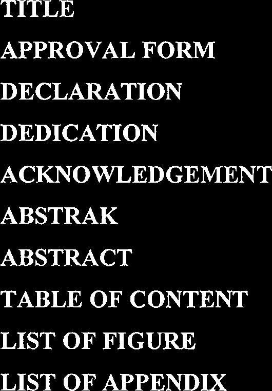 TABLE OF CONTENT CHAPTER TITLE PAGE TITLE APPROVAL