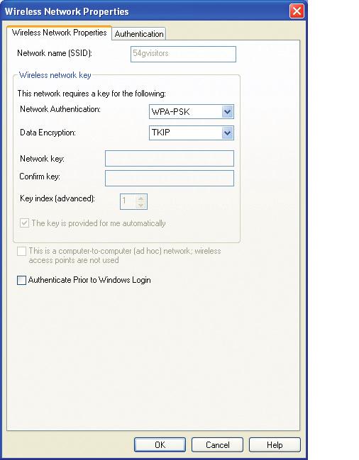 Using the Belkin Wireless Setup Utility 4. Clicking the Configure button will allow you to choose your network authentication type. 1 2 3 4 5 section 6 5.