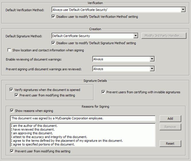 You can prevent end-users from changing many of these settings through the user interface by choosing the Disallow and Prevent checkboxes.