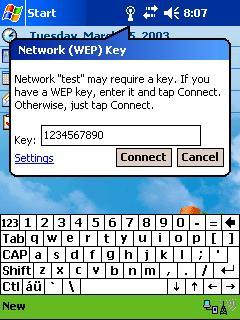 1 ) instead, click on Hide. Now click on Connect. If WEP is disabled, then the connection should be established, otherwise, a window will popup for you to enter the WEP key.