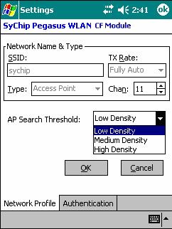 6 Figure 5 Network profile tab The information fields and operation buttons are listed as follows: Network Name & Type block: Used to create SSID with a network Type, and to configure the transmit