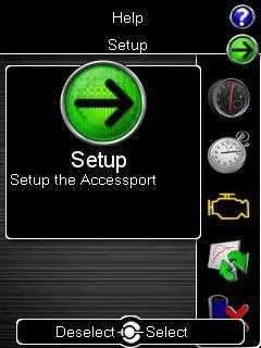 Setup To enter the Setup function, press the [Up] button to bring up the header above the Gauges icon.