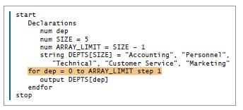 Using a for Loop to Process Arrays (continued) Figure 6-26 Pseudocode that uses a more