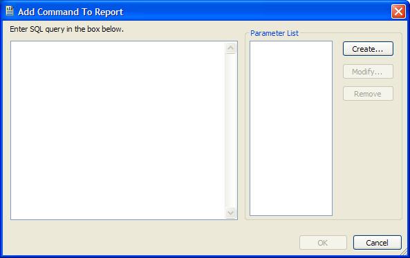 Lesson 12: The Repository The Add Command to Report window contains an open text box where a user can enter the SQL statement for connection to the data source as well as prompting parameters for