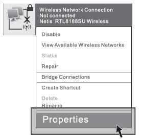 Figure 3-1 2) Select Wireless Network connection, right click, then choose