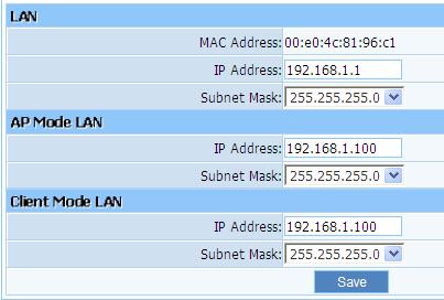3.5.2. LAN The IP address of LAN port is used for access router itself by computers that connect to the router directly; here you can set IP address you need.