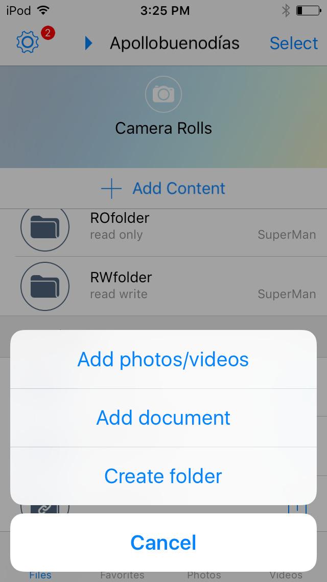 How to add content, create folders, manage files You can start manually adding content from your mobile device or computer by touching +Add content near the top of the Apollo Cloud main menu.
