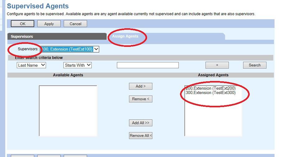 Figure: 4-6: Supervisors After the supervisor has been selected from the drop down menu, select which agents will be assigned to that specific supervisor (Figure 4-7).