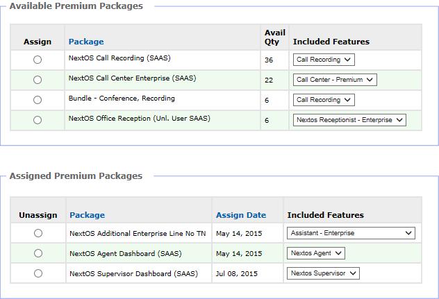 Figure 1-6: Assignments The page displays all license package assignments that are currently assigned to employees, as well as those that are available to assign.