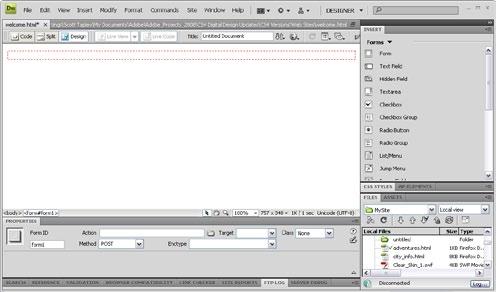 Activity 3.7 guide Adobe Dreamweaver CS4 Setting up a form 1. Open a page in Dreamweaver. 2.