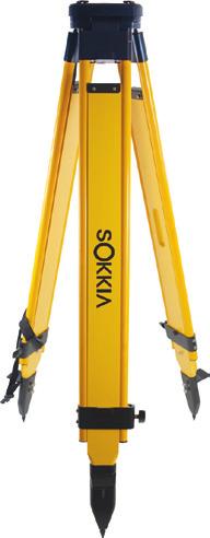 75 closed 5/8 x 11 Flat Head Weight: 14.5 lbs. SOKKIA WIDE-FRAME ALUMINUM TRIPOD Anodized finish in high-visibility International orange and silver with sling strap for easy hand or shoulder carrying.