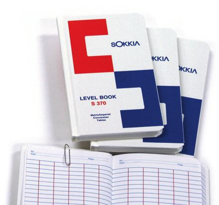 vertical lines. 415210 Sokkia S370 Field books Left page with blue horizontal lines and red vertical lines.