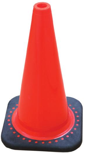 Safety and Common Accessories TRAFFIC CONES High-intensity fluorescent red-orange PVC cone with weighted base for stability. 813612 12 in. Traffic Cone 813618 18 in.