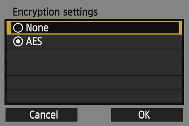 Using Camera Access Point Mode to Establish a Connection When [Manual connection] Is Selected Set [SSID], [Channel setting], and [Encryption settings] on each screen displayed. Enter an SSID.