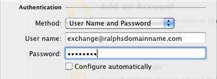 Step 4 In the Authentication settings, re-enter your email address in the User name text field, and type your password.