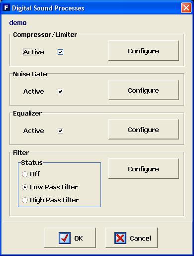 Advanced settings menu pre-sets, which leads to the specific options of configuration for each of the pre-set effects.