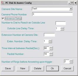 File Exit: Exits the CAMit I AP application. Option Menu: Option Site Setup: Sets the dial parameters of the computer PC.
