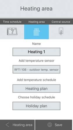 Some units have two temperature sensors - internal and external - selected the required one*. Select the temperature plan from the set menu. Select holiday plan - a set menu.