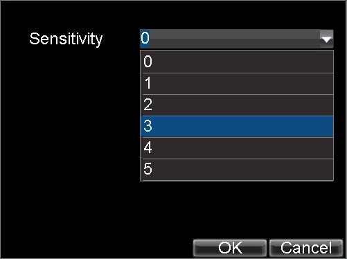 to select Motion Detection area. Figure 3. Motion Detection Area 5. Right click mouse or press the MENU button on the front panel to set the Motion Detection Sensitivity, shown in Figure 4.