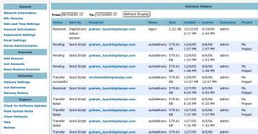 Viewing or Exporting a Delivery History List You can view or export a list of all deliveries sent and received on a DigiDelivery server within the previous 180 days.