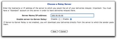 ) Enabled or Disabled Indicates the current status of the Server-to-Server Relay. 7 Do one of the following: Select the Enable option to enable Serverto-Server Relay.