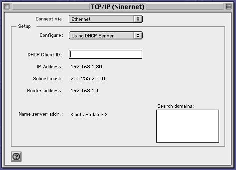 2 From the Connect Via pop-up menu, choose Ethernet. 3 From the Configure pop-up menu, choose Using DHCP Server. 5 From the Configure IPv4 pop-up menu, choose Using DHCP.