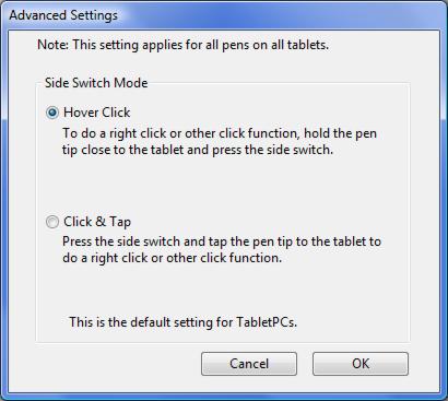 45 SETTING THE PEN BUTTON FUNCTIONS Select the PEN tab to change the functions assigned to the buttons on your pen. Each pen button can be set to simulate a variety of mouse functions.