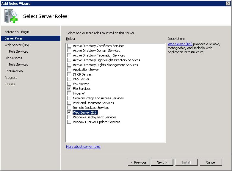 Server Roles Installation Overview This section describes how to install the Web Server (IIS) role on the Windows Server (2008 R2).