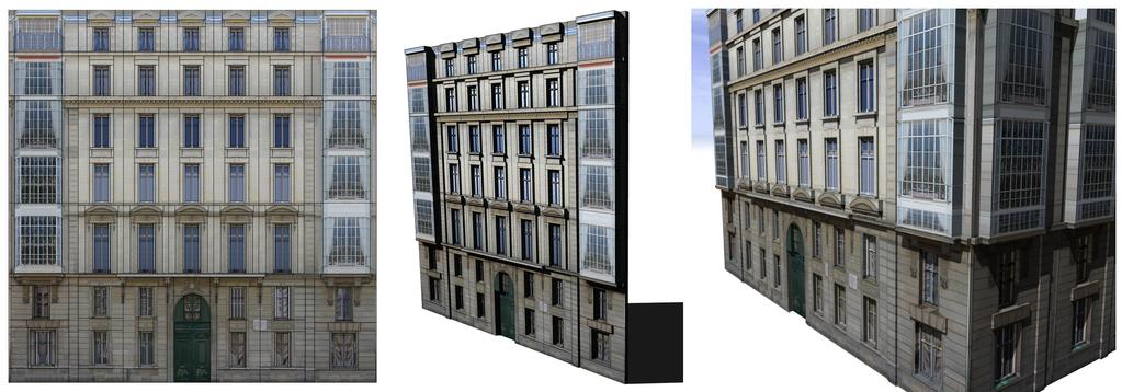 8th International Symposium of the Digital Earth (ISDE8) easily rectified and converted into a procedural façade model, which then can be applied to the building massing (Figure 4). Figure 4.