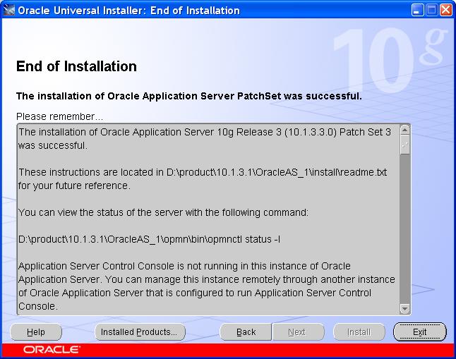 8. The status of the configuration assistant launched after the Oracle Application Server installation has to be succeeded.