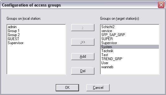 Access rights configuration for the project Section 1 Security Lock Access rights configuration for the project Specification of target PC user groups in the project Different user groups can be