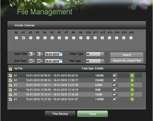 Managing Files Searching for Recorded Files Previously recorded files can be searched by criteria in the File Management menu. To search for recorded files: 1.