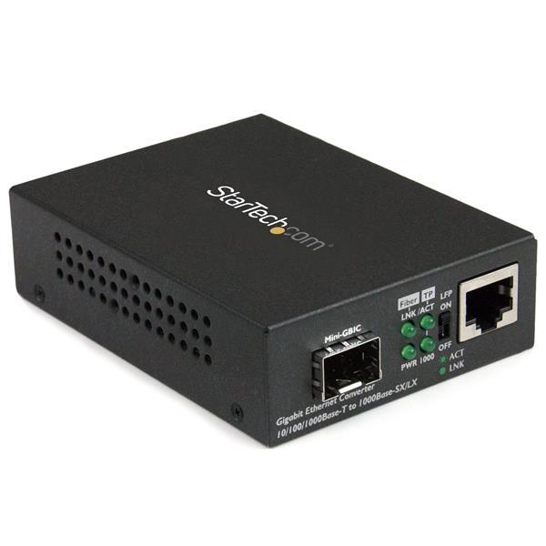 Gigabit Ethernet Fiber Media Converter with Open SFP Slot Product ID: MCM1110SFP This fiber media converter offers an easy, cost-effective way to extend your network over fiber, using the SFP of your