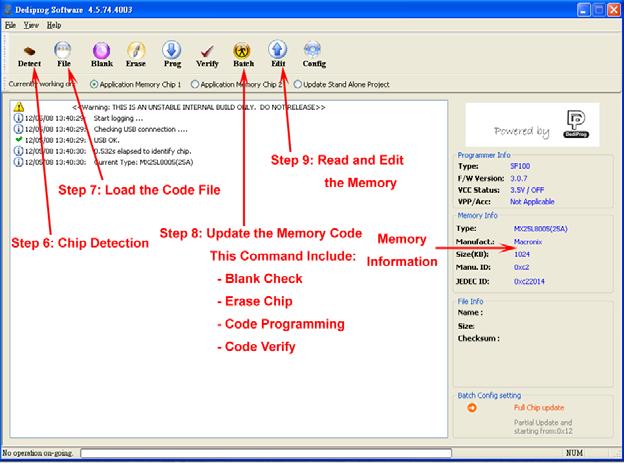 Step 5: Open the DediProg software on the computer Click on the DediProg Icon or in the shortcut in your start menu.