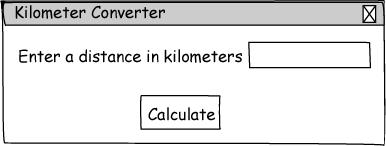 Sketch of Kilometer Converter Graphical User Interface Window Title Text