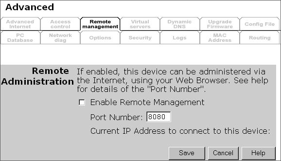 Remote Management If enabled, this feature allows you to manage the DC-202 via the Internet.