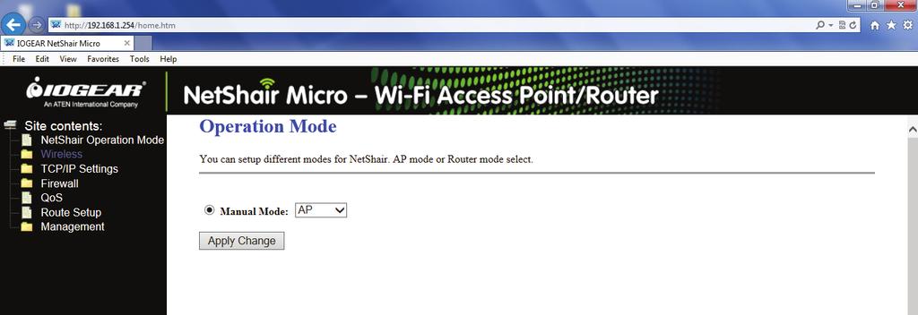 15 Option 2: Access Point Mode This option is used to convert an Ethernet connection to Wi-Fi Access Point without DHCP support. 1.