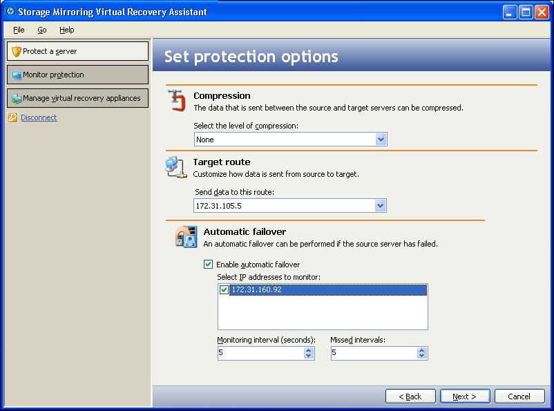 Set protection options Select the options you want to use during protection. 1.