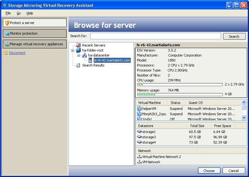 IP address or DNS name Enter the IP address or DNS name of the server which will host your virtual recovery appliance.
