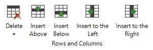 Select Row; Select Cell: These two buttons can be used to select the row or cell where the cursor is currently placed.