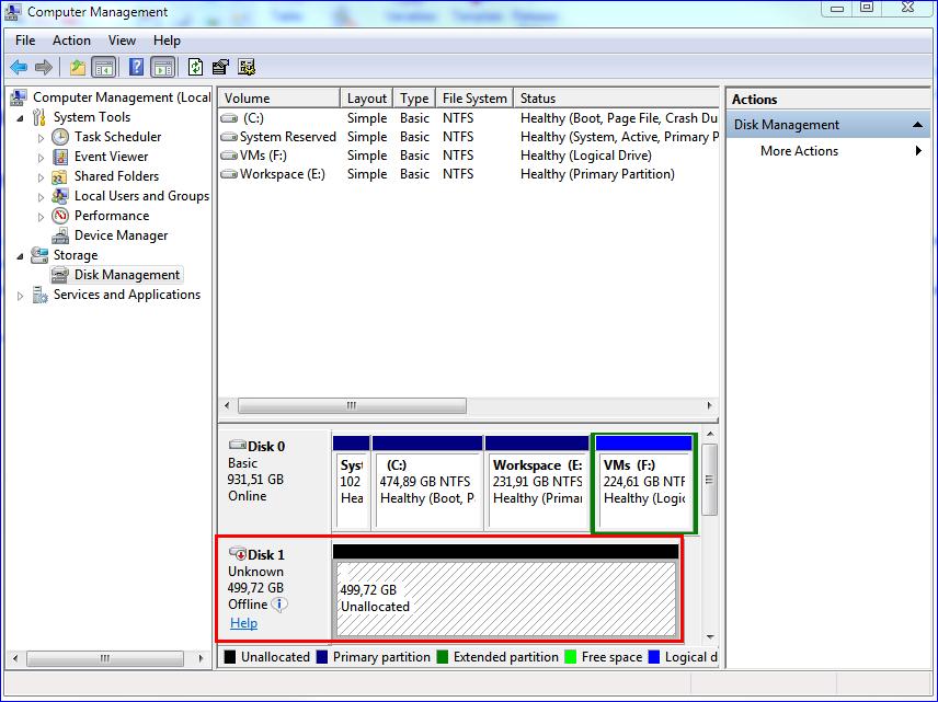 The ready SAN LUN should appear in Disk Management as shown in the screenshot below. 22.