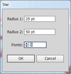 2. To control the size and number of points on our star: the artboard The Star dialog box appears: This dialog box allows us to set the thickness of the star, the size of the star, and the number of