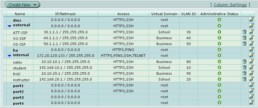 Using VDOMs in NAT/Route mode Example VDOM configuration (advanced) 9 Enter the following information for the XS ISP network and select OK: Name XS-ISP Interface external VLAN ID 50